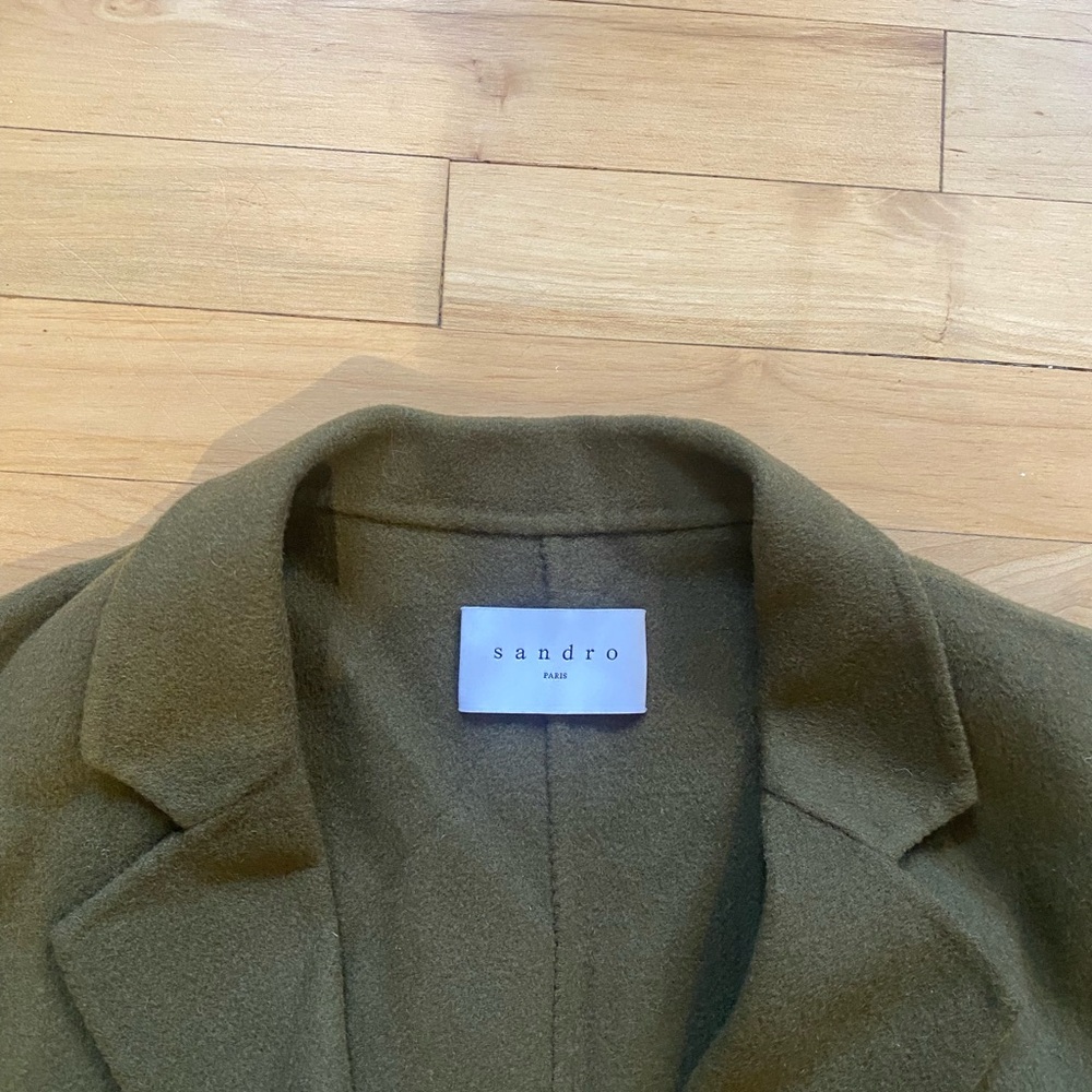 Sandro Olive Green Long Coat - Picture 3 of 5